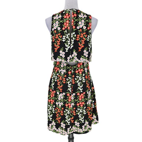 Tahari Dress Womens 10 Black Floral Embroidered Halter with Overlay Lined - Picture 2 of 16